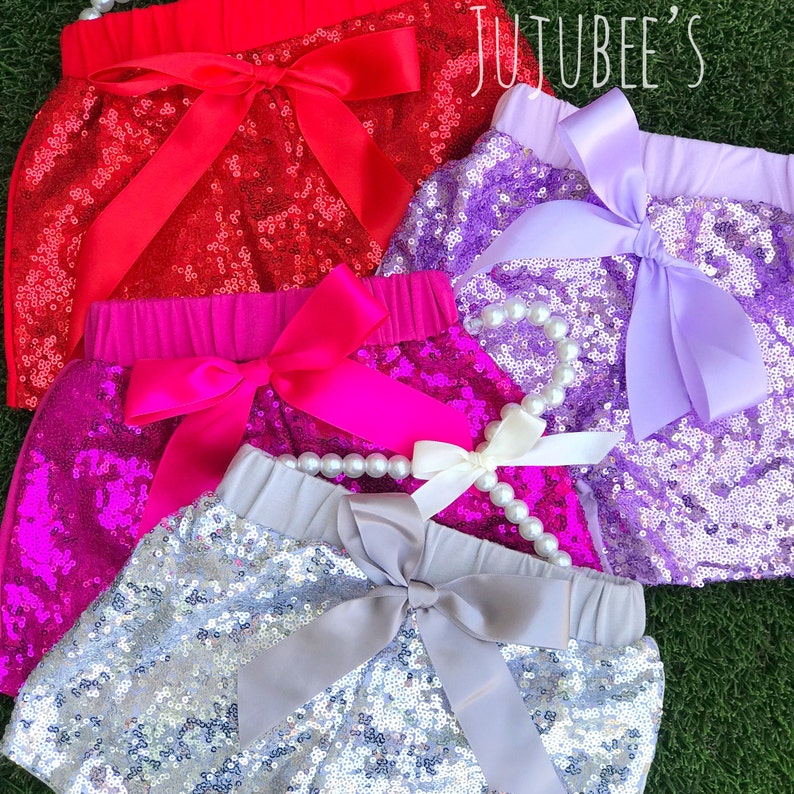 Hot pink Sparkle Shorts, Girls sparkle sequin shorts, Hot pink Glitter shorts, Girls sequin shorts, Toddler Sequins Shorts, Pink Baby Shorts image 3