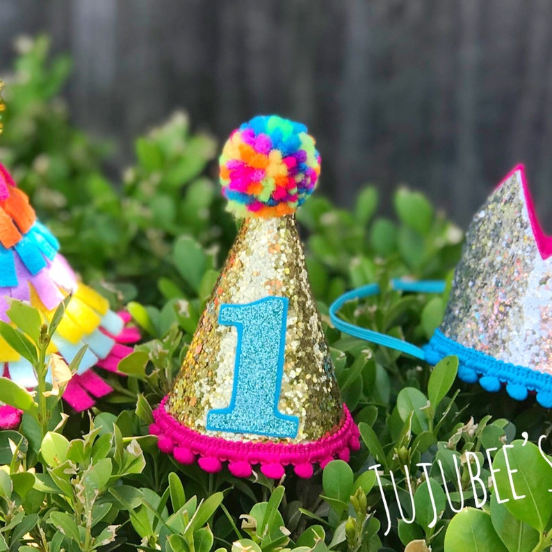 1st Birthday Hat Glitter Birthday Hat Miniature Party Hat Etsy