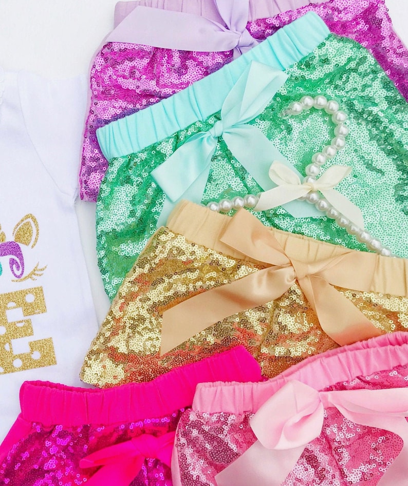Noomelfish Girls Sparkly Sequin Shorts Elastic Waist Glitter