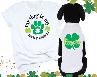 Personalized St Patrick's day Shirt, St Patrick's day dog shirt, Gift for Dog Owner, Fur Mom Gift, Dog Matching St. Patrick's Day Shirts