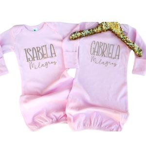 Babygirl coming home outfit, Newborn personalized outfit, Baby shower gift, Coming home outfit for twins