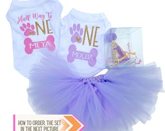 Custom Dog Birthday Tutu Outfit & Family Matching Shirts Set
