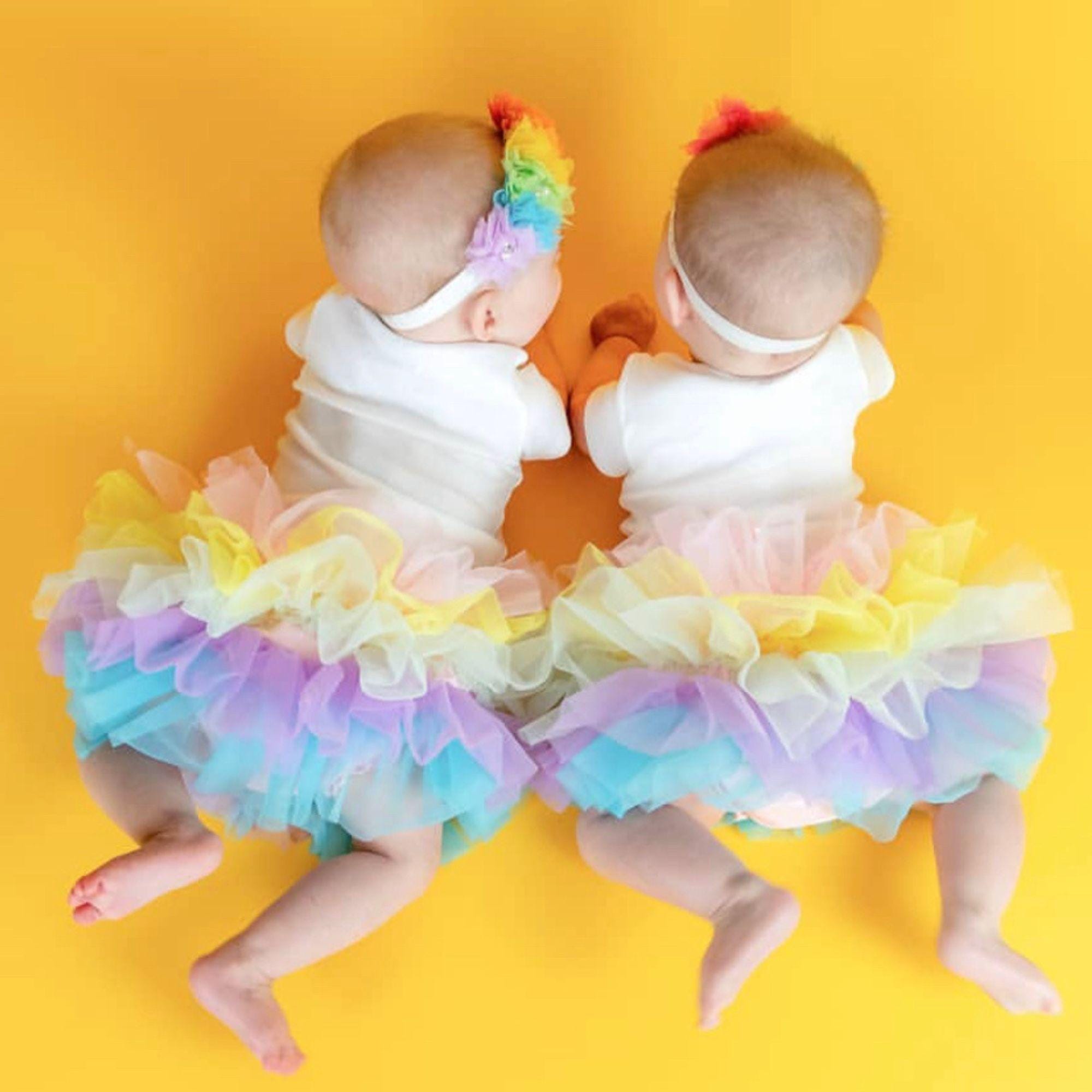 Pastel Rainbow Tutu Bloomer, 1st Birthday Cake Smash Outfit, First Birthday Girl Skirt, Soft Chiffon Material