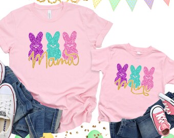 Easter Mommy and Me Shirt, Mama Bunny and Mini Bunny Set of 2, Family Easter Shirts, Sibling Shirts, Kids Cute Easter Shirts