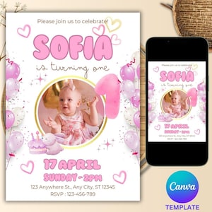 Invito modificabile per il primo compleanno Invito per la festa del primo compleanno Minimalista Boho 1° compleanno per ragazzo/ragazza Download digitale istantaneo Uno