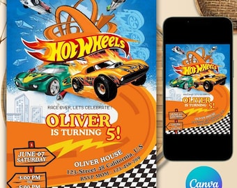 Hot Wheels Birthday Invitation Template, Racing Party Invite (Digital Download)