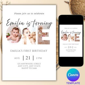 Modello di poster per la pietra miliare del primo compleanno, cartello modificabile con le statistiche del primo compleanno, cartello minimalista per la pietra miliare del primo anno, download immediato