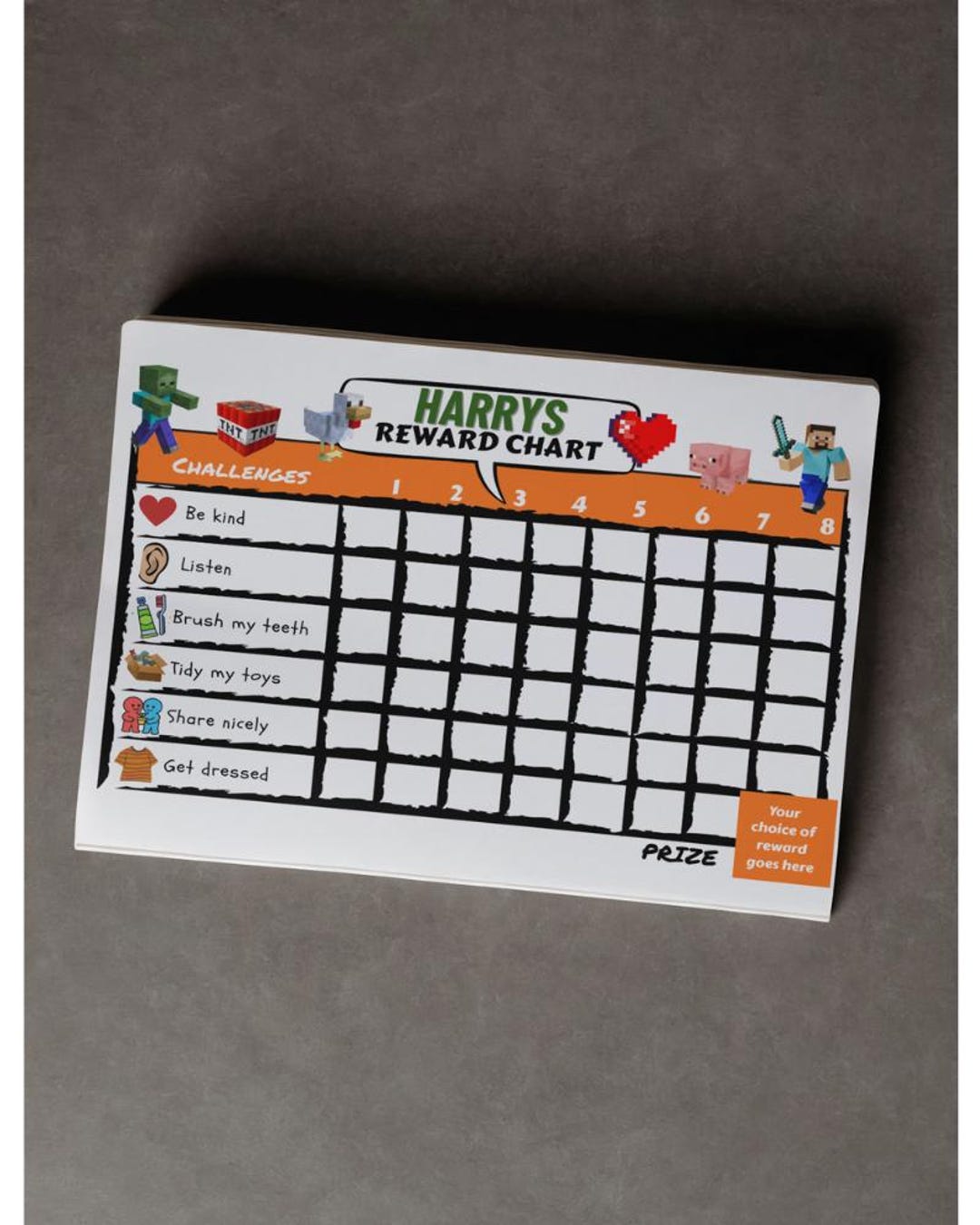 Personalised Minecraft-style Reward Chart & Stickers | Kids Chore and ...