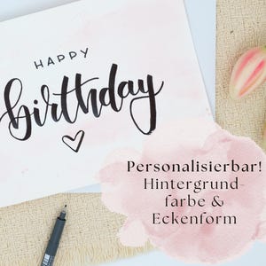 Personalisierbare Aquarell-Geburtstagskarte – handgemalte Grußkarte A5 mit Happy Birthday & Wunschfarbe – inkl. Umschlag