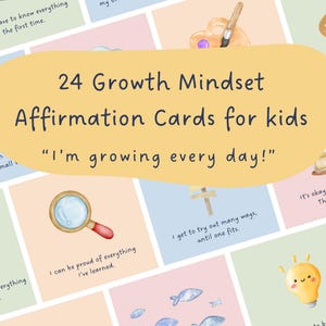 24 Growth Mindset Affirmation Cards for Kids – Printable PDF | Positive Quotes, Mindfulness & Self-Esteem Activitie
