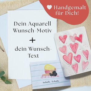 Personalisierte Aquarellkarte A5 – Handgemalt mit Wunschtext | Handlettering Grußkarte für Geburtstag, Hochzeit, Taufe