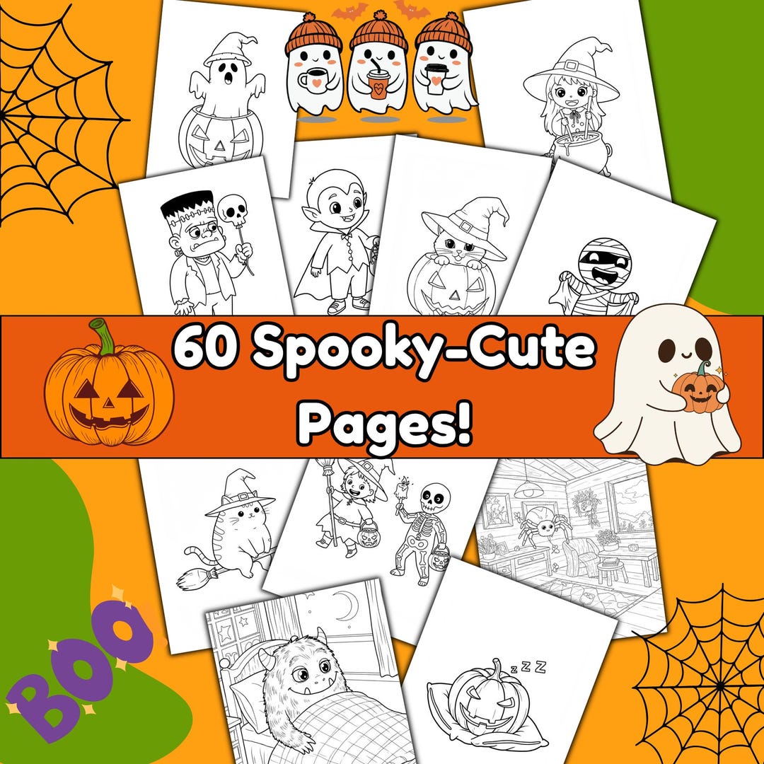 60 Cozy Kawaii Halloween Coloring Pages for Kids – Cute & Easy ...
