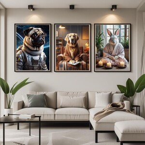 Roliga konsttryck med husdjursporträtt – Udda väggdekorationer med djur (digital nedladdning)