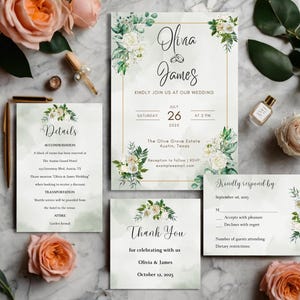 Minimalistische Hochzeitseinladung: Bearbeitbare Canva-Vorlage (Sofortdownload