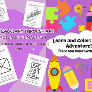 Paquete de actividades de trazar y colorear de la A a la Z para niños / Hojas de trabajo educativas del alfabeto / Diversión sin pantalla / Descarga en PDF imprimible