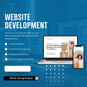 WordPress website development service banner showing custom responsive business website design displayed on laptop and mobile mockups. Professional WordPress development starting at $99, ideal for small businesses, entrepreneurs, and ecommerce brands needing modern, mobile-friendly, SEO optimized websites to improve online presence and attract more customers.