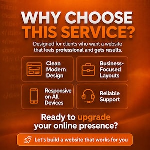 Custom Website Development Service | Responsive Website Design | WordPress Website Development | SEO Optimized Business Website | Website Redesign.
Custom website development service featuring responsive website design, WordPress development, website redesign, SEO optimization, mobile-friendly layouts, and business website solutions.