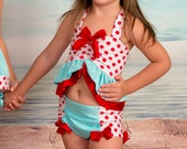 Lisa Bikini in Red Polkadot Aqua (Size 2 - 12) RESTOCKED