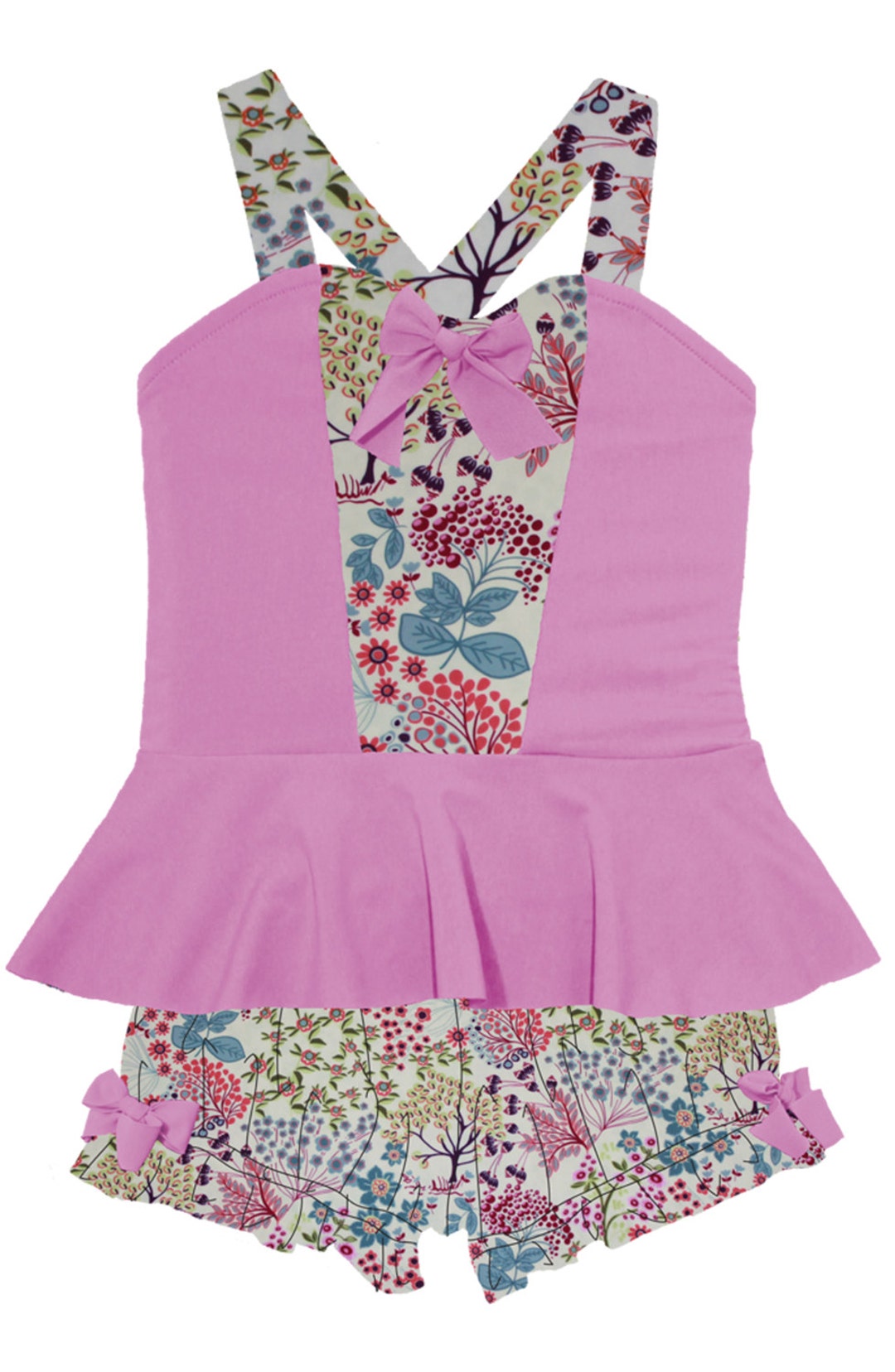 Sale Peplum Tankini & Bloomers in Summer Flowers size 12/18 Months 4 ...
