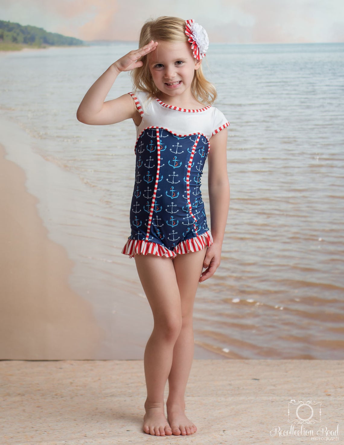 Sale Sweetheart Short Sleeve Swimsuit in Anchors Away Size Etsy