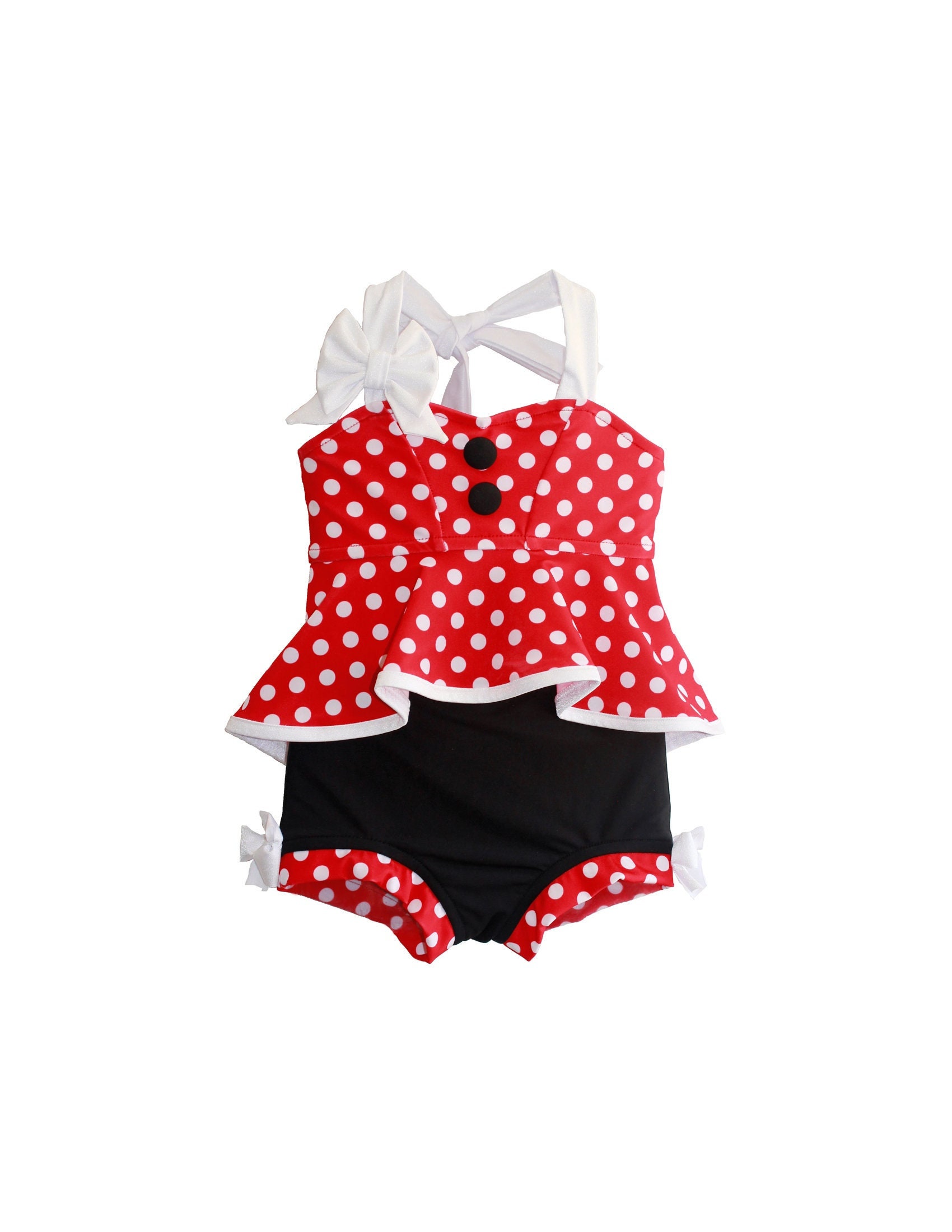SALE!*** Retro Hi-lo Tankini & High Waisted Trunks in Minnie (size 
