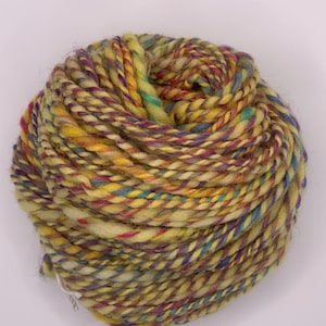 Carnival Twist Handspun Yarn, Colorful 2-Ply Wool Yarn, Bright Rainbow Speckled Yarn, Art Yarn for Knitting, Crochet & Weaving