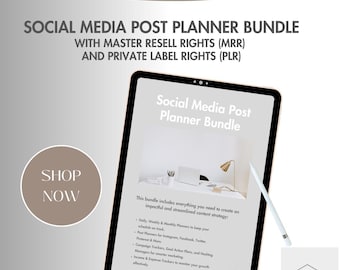 Social Media Post Planner Bundle / Content Creation Organizer MRR and PLR. Done For You Digital Product