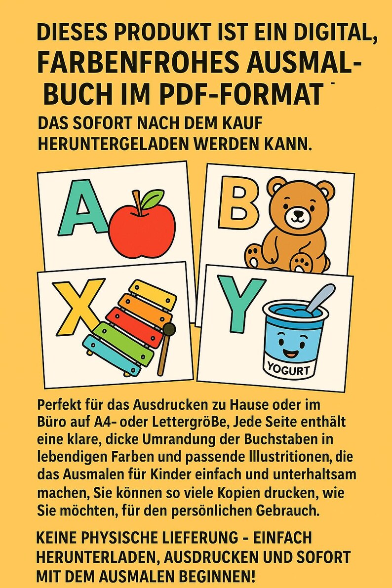 Alphabet Coloring Book for Kids–printable ABC Learning Book,preschool ...