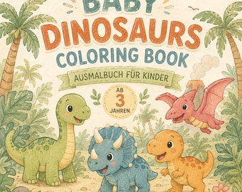 Dinosaur Coloring Book for Kids – Printable PDF | 20 Cute Baby Dinosaurs to Color