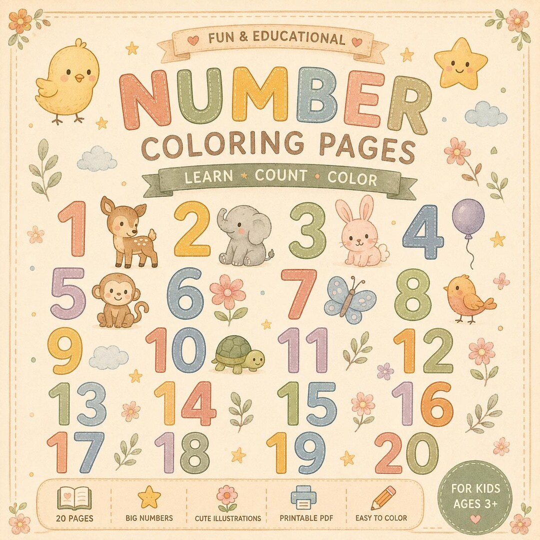 Number Coloring Pages for Kids PDF – Printable Preschool Learning Book ...