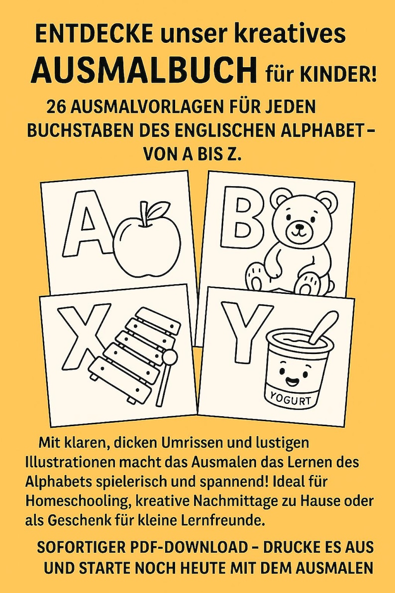 Alphabet Coloring Book for Kids–printable ABC Learning Book,preschool ...
