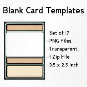 Plantilla PNG de píxeles para cartas de TCG: 17 diseños en blanco de píxeles / 6,35 x 8,99 cm / Transparente, imprimible, editable / Cartas personalizadas de Pokémon, MTG y Yu-Gi-Oh