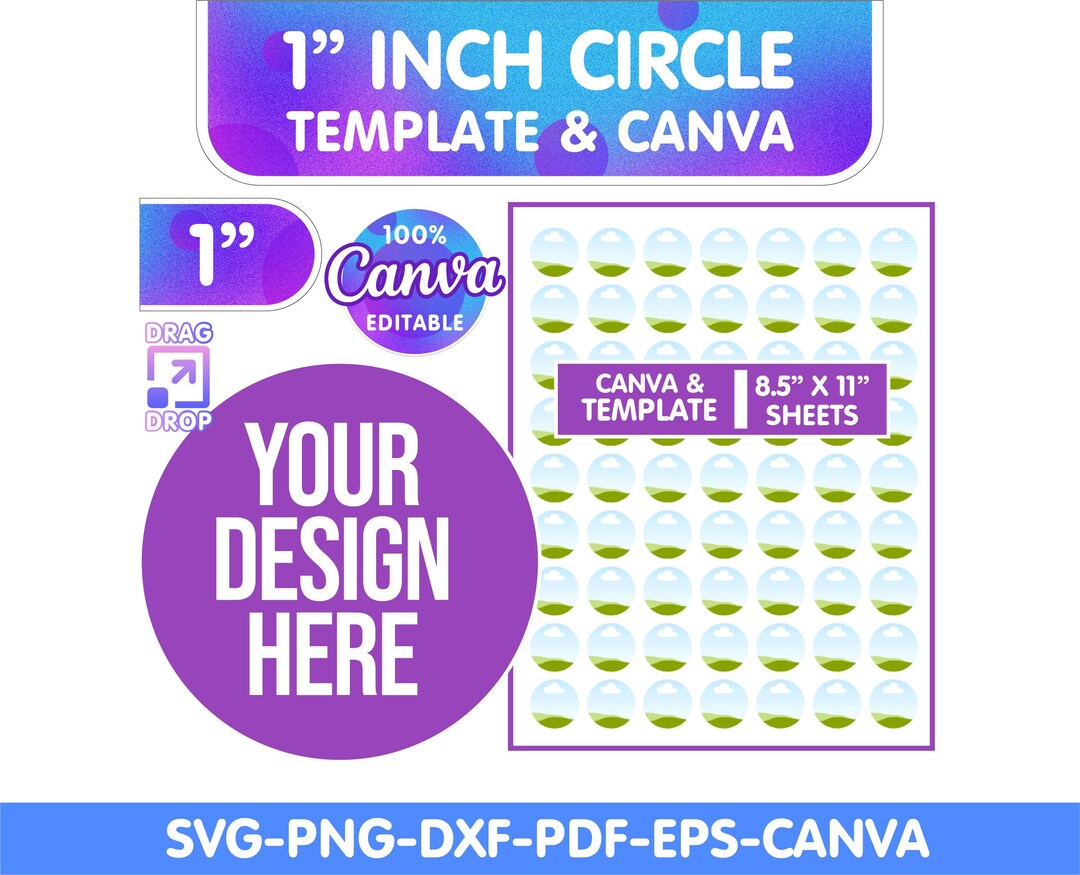 1 Inch Circle Template, Round Label Template, Blank Circle Template