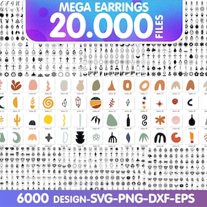 20,000 Mega Earrings SVG Bundle, laser cut files earrings, leather / wood earring svg, earring svg for cricut & silhouette, Instant Download
