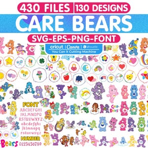 Care Bear SVG Bundle, Care Bears Png, Cartoon Characters, Layered Svg by colors, Cricut Silhouette, Kawaii Cartoon Stickers,Digital Download