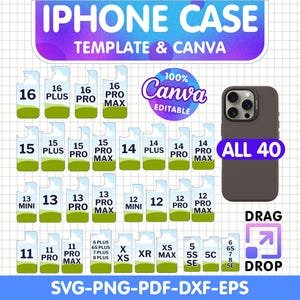 iPhone Case Canva Template Mega Bundle, 40 Sizes Canva Editable,  iPhone Case Svg, iPhone Sublimation Template, iPhone Blank Template,Cricut