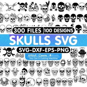 Skulls SVG Bundle | Skull Png Files, Sugar Skulls Svg, Skull Clipart, Svg for cricut, Instant download | Silhouette Cut Files for Crafts