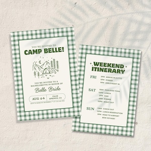 Camp Bride Bachelorette Party Editable Invitation Template, Camp Bach Invitation, Editable with Canva, Instant Download