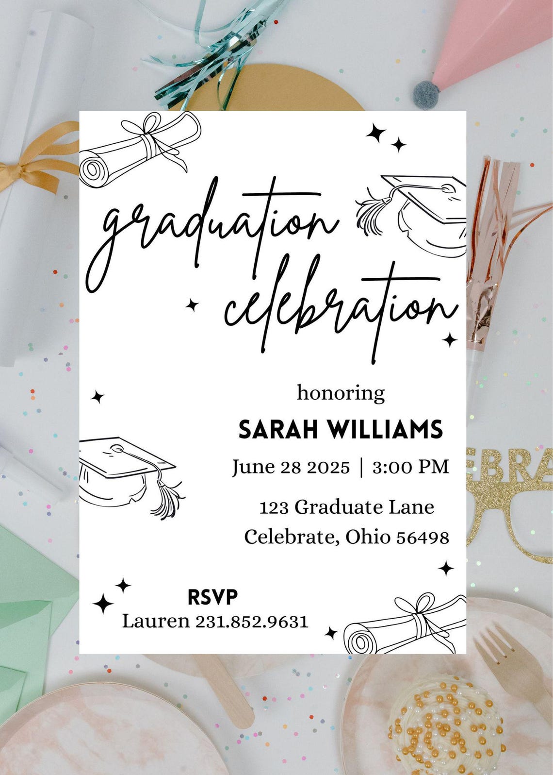 Graduation Celebration, Party, Digital Template - Etsy