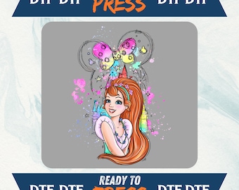 Giselle Verzauberte Prinzessin DTF Transfer, Disney Schloss Pink Fairytale Shirt Design, Magisches Urlaubsmädchen DTF bereit zum Pressen