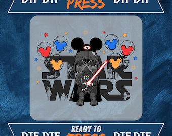 Darth Vader Mickey DTF Transfer: Star Wars Balloon Design - Ready to Press