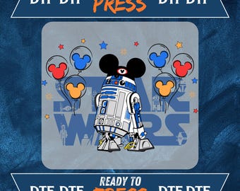 R2-D2 Mickey Hat DTF Transfer: Star Wars Droid Shirt Design