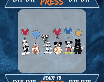 Star Wars DTF-överföring: Mickey Vader, Stormtrooper, BB8-tryck - Klar för tryckning