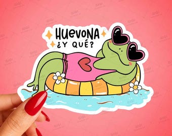Funny Spanish Frog Sticker, Sassy Spanglish Decal, Latina Laptop Art