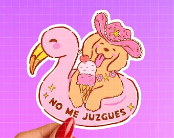 No Me Juzgues Sticker, Funny Spanish Dog Sticker, Latina Humor Decal, Golden Retriever Sticker, Cute Spanglish Gift
