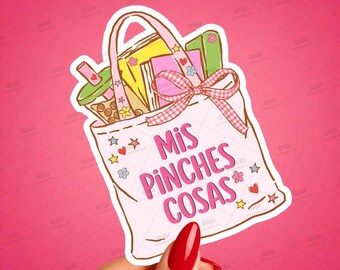Mis Pinches Cosas Sticker, Funny Spanglish Vinyl Decal, Waterproof Laptop Sticker