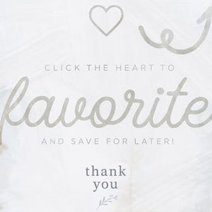 Puede incluir: Gr&aacute;fico gris claro con las palabras "favorite" y "thank you" en una fuente de escritura. Tambi&eacute;n se incluye el texto "&iexcl;Haz clic en el coraz&oacute;n para marcar como favorito y guardar para m&aacute;s tarde!". Tambi&eacute;n hay un coraz&oacute;n y una flecha.