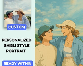 Custom Ghibli Artwork, Personalized Ghibli Illustration, Anime Portraits for Couples, Personalized Anime, Anime From Photo