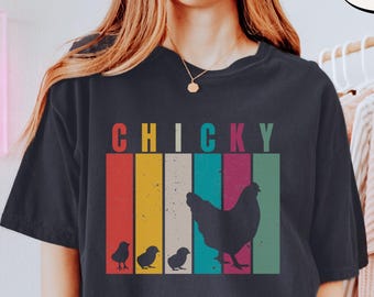 Comfort Colors Chicken Lover T-Shirt: Farm Girl Chicky Shirt - Long Sleeve, Youth Sizes