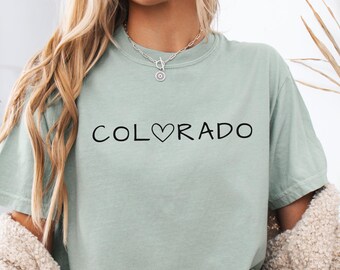 Comfort Colors Colorado Heart T-Shirt: Rocky Mountain Travel Gift - Long Sleeve, Youth Sizes